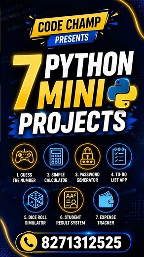 7 Python Mini Projects for 2026 (Start Coding Now!) #codechamp