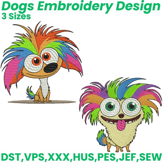 Dog Embroidery Design, Colorful Dog Embroidery, Puppy Embroidery, Crazy Dog Embroidery, Mini Puppy, Machine Embroidery Designs - Etsy