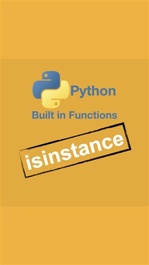 ✅ Python Built-in Functions - isinstance ✅ All python methods on my YouTube channel 👍🏻 #python #programming #coding #codinglife #codingtiktok #codingmemes #pythonprogramming #pythonforbeginners #programlama #programlamadili #python3