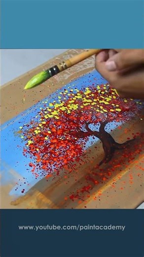 Satisfying Splatter Tree Painting 🌳🎨 #shorts #painting #acrylicpainting #art