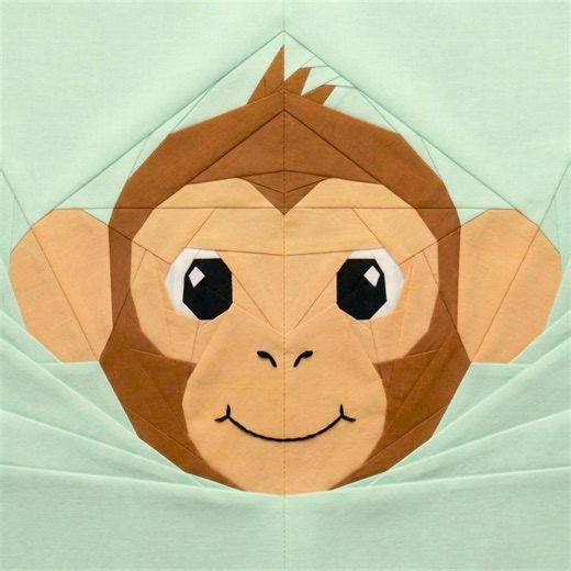 Monkey Quilt Block Pattern – Foundation Paper Piecing PDF - Etsy UK