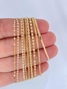 Solid 14K Gold Chains, TRENDY Stackable Gold Chains. 14K Gold Mirror Rope Herringbone Wheat Ball Curb Chain, Ladies Gold Chain, 14k Necklace - Etsy