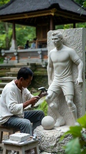 pemahat patung giok.. Jade goat sculptor Ronaldo CR7. The best player of all time. Balinese style