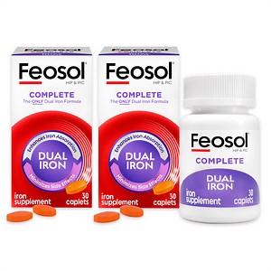 Feosol Complete (2Pk, 60Ct) Dual Iron Supplement, Energy & Immune System Support