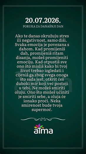 ATMA Poruka dana 20.7.2026.