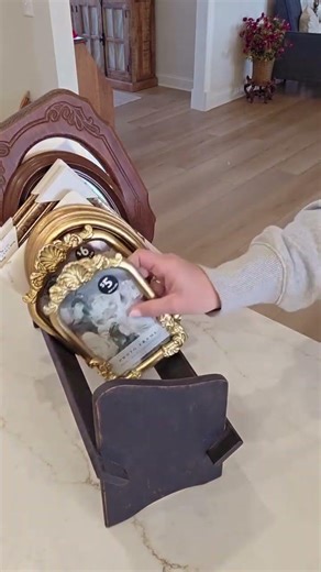 Genius Picture Frame Storage Hack Using a Thrifted Wooden Rack!