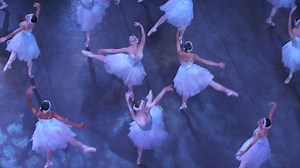 We're throwing it back to 2015 today, when we captured the corps de ballet's first entrance as Odette's coterie of swan maidens from above, showcasing this striking moment from a very different view. Swan Lake opens tomorrow night, and is on stage through FEB 23. Best availability at weeknight performances, FEB 18-20. Tickets and more info at nycballet.com/swanlake | New York City Ballet