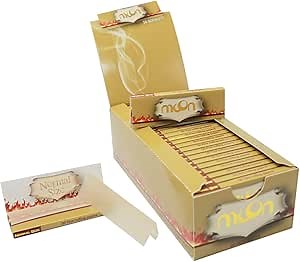 MOON 70mm Unbleached Rolling Papers,Regular Size 1 Box 50 Booklets 2500 Sheets
