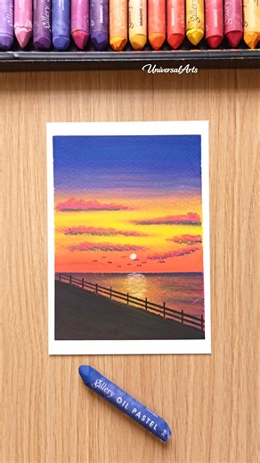 Dreamy Coastal Road Sunset Scenery Drawing Oil Pastel Art Tutorial #art #artist #oilpastel