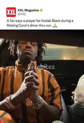 A Fan Prays for Kodak Black at Raising Cane’s