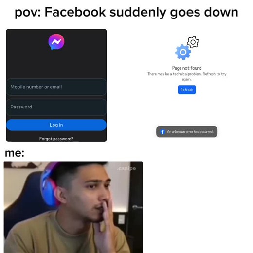 Facebook suddenly goes down qt approximately 9:45 pm. many users started to panic but, be calm it's already fixed at approximately 10:10 pm #facebookissuenow #news #meta