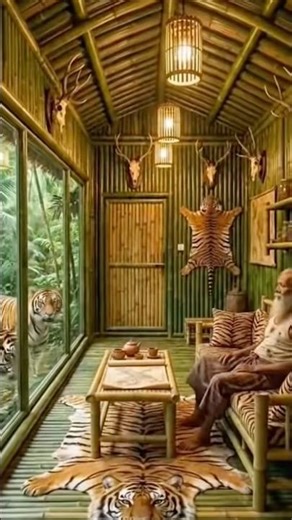 Old man bamboo house tour❤️❤️#trending #viral #shorts#youtubeshorts