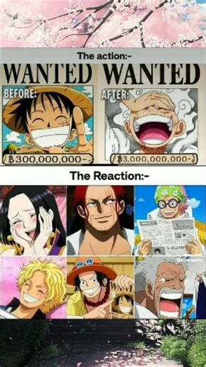 The action vs reaction 💝🙌🤣.#onepiece #luffy #strawhatpirates #garp #shanks #shortsfeed