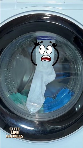 Cute Life Doodles | Sock in the washing machine 😂 #doodles #animation #cartoon