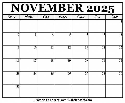 Printable November 2025 Calendar Templates - Easy to Download & Print
