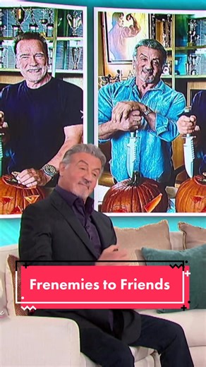 #slystallone tells Sherri how he went from #frenemies to #bffs with @Arnold! #rocky #rockybalboa #arnoldschwarzenneger #sylvesterstallone #fyp #friends #competition #blockbuster #actionmovie