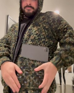 You know what the problem is with camouflage jokes? You never see them coming!😜 We love seeing the crochet projects our community shares with us, including this crochet hoodie with pockets by @strattonhooks via Instagram. Grab the yarn: https://bit.ly/41zJhrX | Red Heart Yarns