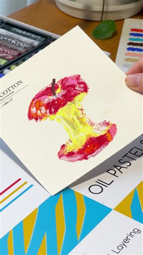 Bitten Apple Drawing Techniques with Meeden Oil Pastels