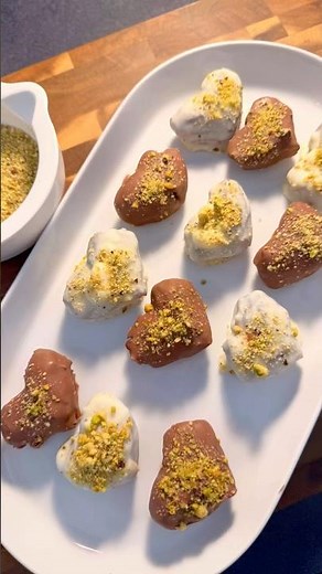 Heart Shaped Chocolate Dates ❤️ Easy 3 Ingredient Dessert #shorts
