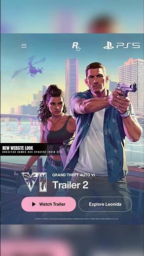 GTA 6 PS5 TRAILER 3 🔥The GTA 6 website has updated with a new look today leading peole to...........