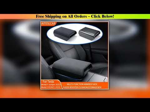 Suede Armrest Box Raised Storage Box For Tesla Model Y Juniper 2025 Model Y/3 2021 Privacy Storage