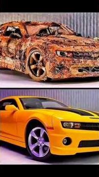 A scrapped bumblebee car completely Restored.. #decompression #car #carrepair #shorts #shortsfeed