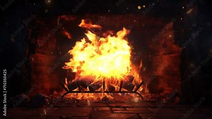 Fire burning in the fireplace. warm relaxing moment with fireplace. seamless looping overlay 4k virtual video animation background