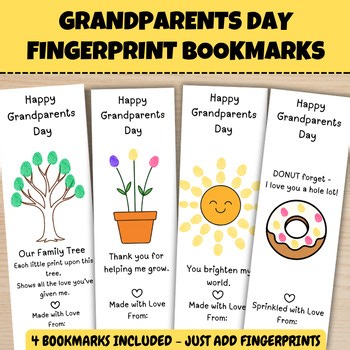 Grandparents Day Fingerprint Bookmarks Craft | Printable Gift Activity
