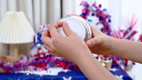 4th of July Table Decorations, Patriotic Decor Crackle Glass Ball Lights, Fourth of July Decorations Indoor Home Outdoor, Independence Day Red White and Blue Decorative Ball with Timer 4''