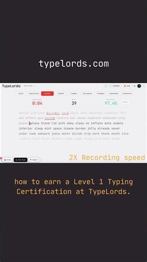 TypeTest - How to earn a Level 1 Typing Certification at TypeLords.