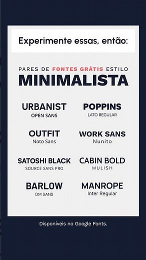 8 combinações de fontes GRÁTIS sem serifa estilo minimalista do Google Fonts