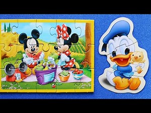 Mickey Mouse and Friends - solving jigsaw puzzles for kids with Disney characters | Danik and Lesha