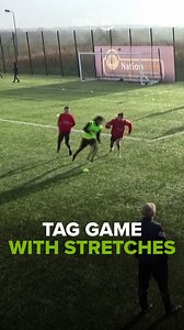 6.5K views · 22 reactions | Tag Game with Dynamic Stretches ⚽️ Divide players into 3 teams. One team tags, the others dodge tags in the middle. Outside zones are 5-second safe spots for dynamic stretches. | Football DNA | Facebook