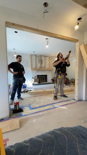 Capping our clients new open concept kitchen living room opening! #PizzaPersonalities #fyp #foryou #foryoupage #contractortiktok #contractor #renovations #kitchenrenovation