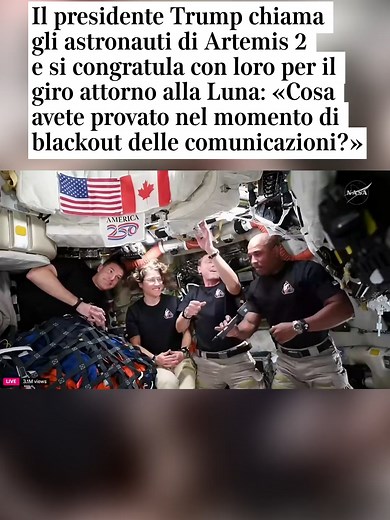 Artemis 2: Viaggio record Luna, contatto perso e parlata con Trump
