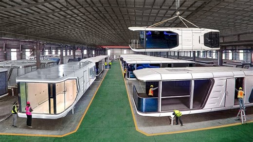 Exploring a giant Chinese factory creating modern capsule houses