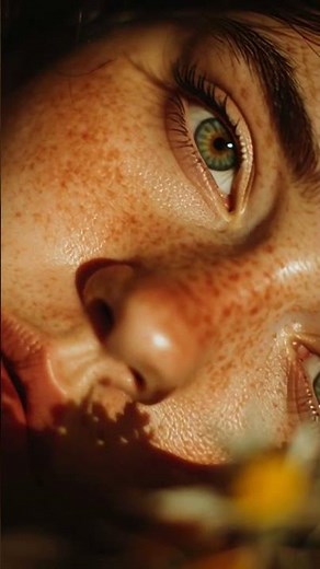 a closeup of a women's face laying next to you as she whispers "are you awake?" in ASMR style