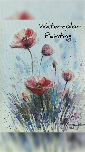 Poppy Flowers Watercolor on paper #watercolor #painting #flowerpainting #poppyflower | Colorful Creations Gallery