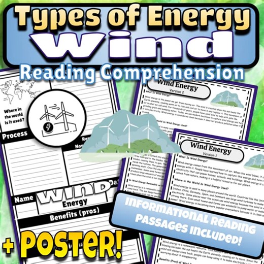 Wind Energy Reading Comprehension & Research | Types of Energy - Facts