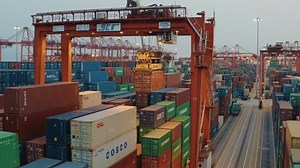 Drone View Shipping Containers Busy Port Stock Footage Video (100% Royalty-free) 1081423856 | Shutterstock