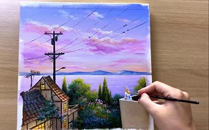 289K views · 2.9K reactions | A Town with an Ocean View Painting - Acrylic Painting Art #AcrylicPainting | Acrylic Painting Art | Facebook