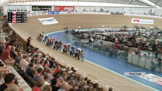 Great finish from Oliver BLEDDYN! The Australian doubles the points at the finish line and rockets to 5th place in the Tempo Race of the Men's Omnium (2/4)! Watch live 👉 myworldofcycling.com 📺 #TissotNationsCup #TrackCycling #OlympicCycling | UCI