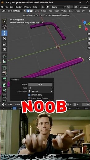 Blender Noob vs PRO FASTEST Way to Bridge Edge Loops #blender #motiongraphics #tutorial #3danimation