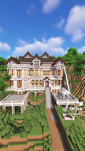 Cherry Blossom Mansion: Minecraft House Building Tutorial