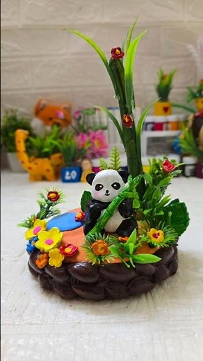 Diy cute panda craft #craft #art #handmade #clay #diy #decor #shorts