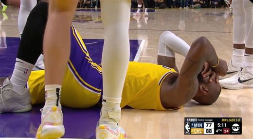 Viral Video Catches LeBron James Sneaking a Peek to See if His Flop Fooled the Ref - TMSPN