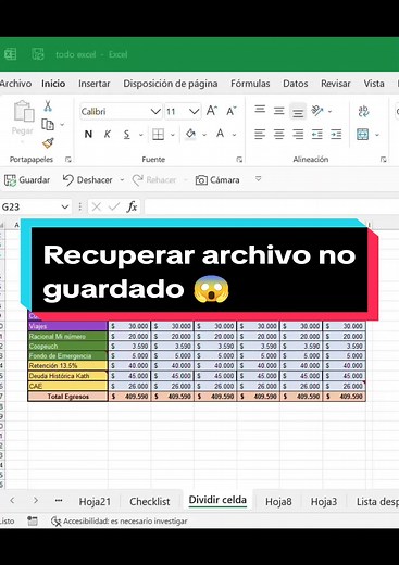 Cómo recuperar un archivo no guardado en Excel #exceltricks #exceltips...