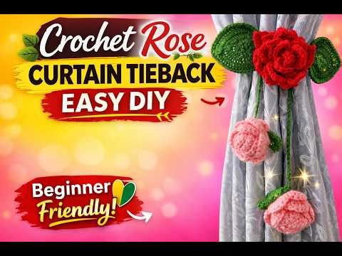 Easy Crochet Curtain Tieback with Rose | Beginner Friendly Home Decor DIY