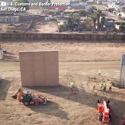 US Customs and Border Protection releases aerial footage of border wall prototypes being built in San Diego, CA http://abcn.ws/2zv3JM9 | ABC News Politics