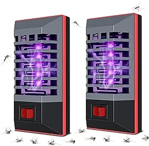 2 Pack Plug in Bug Zappers Indoor Flying Insect Trap, Electronic Mosquito Zappers Gnat Traps with LED Light for Patio, Bedroom, Kitchen, Office